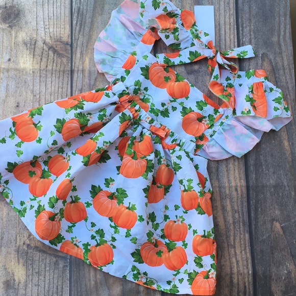 Pumpkin Ruffle Pinafore Jumper Dress - Picture 2 of 8